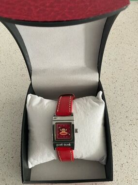 Paul Frank Red Strap Watch with Silver Accents